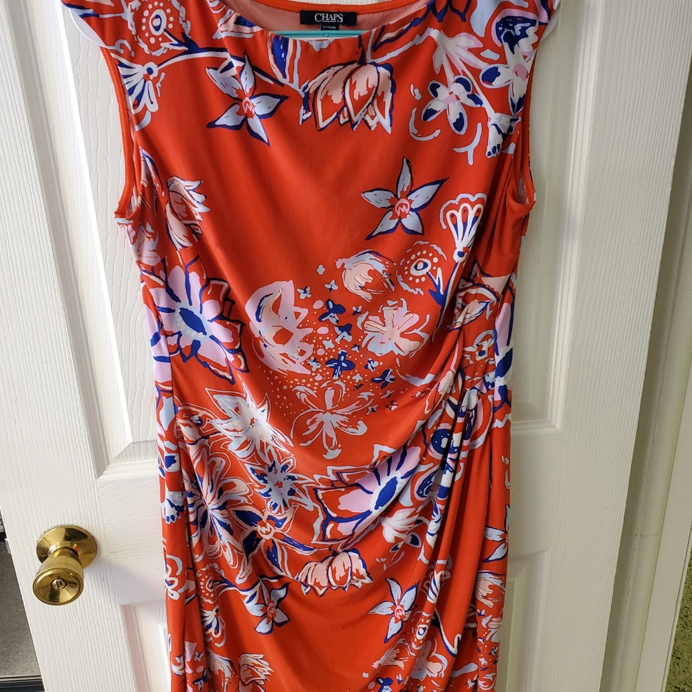 Chaps floral print cinched waist dress